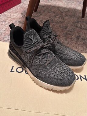 Louis Vuitton Men's Gray Knit LV Logo Sneakers